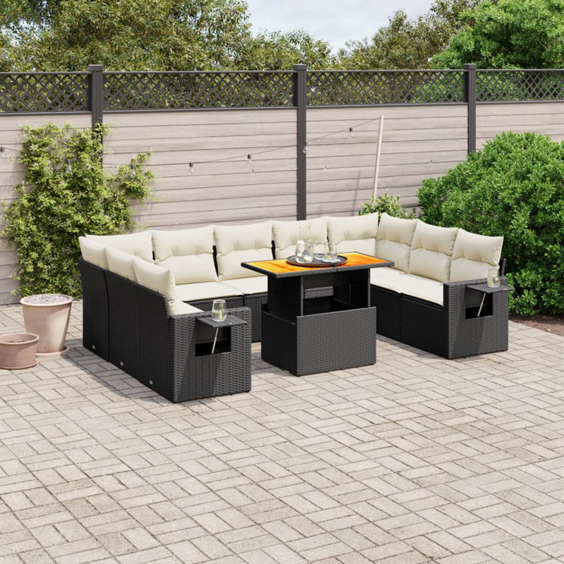 Ensemble de canapé de jardin Vidaxl noir, blanc crème