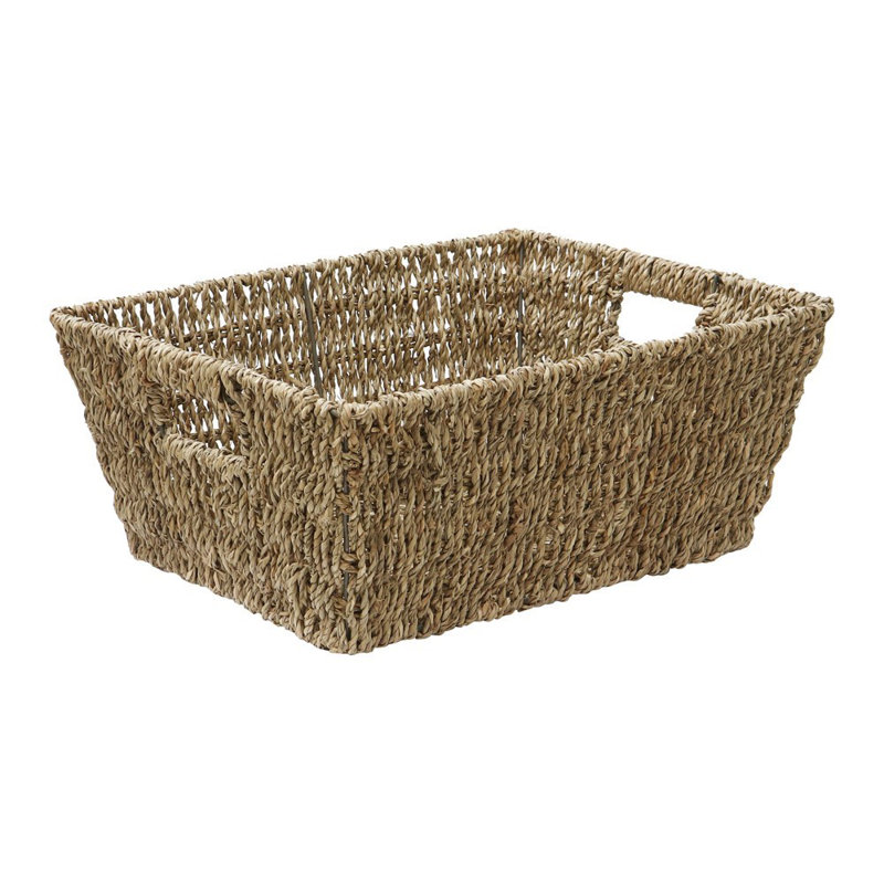 JVL SEAGRASS ON POWDER COATED IRON FRAME Decorative Basket
