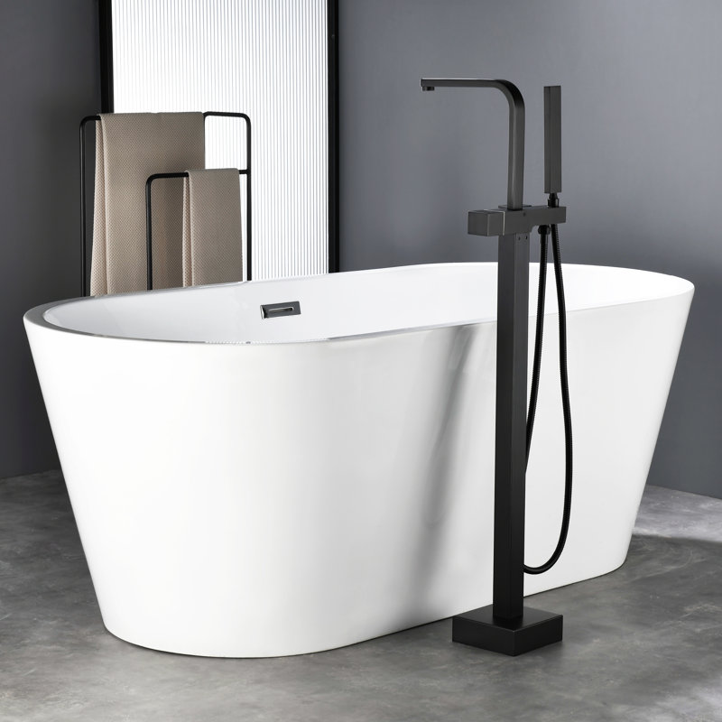 Bec de baignoire au sol avec douchette, Noir