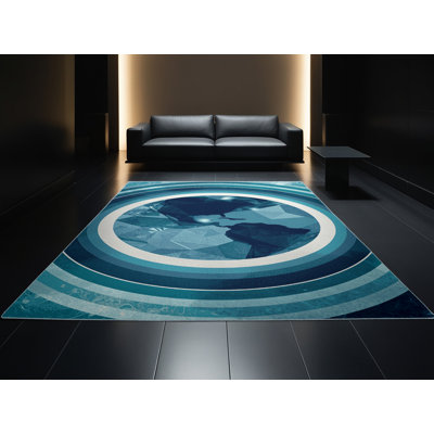 Machine Washable Pavlo Global Inspired Geometric Rug in Blue – SkyBlue Binding
