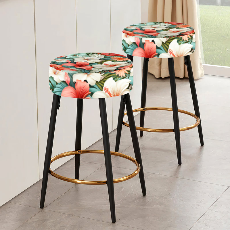 Paradise Mirage - motif tropical I - ensemble de 2 tabourets de bar tropicaux