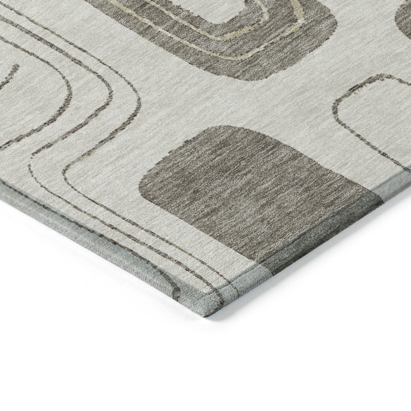 Tapis intérieur / extérieur beige lavable taupe et brun clair 3 pi x 5 pi