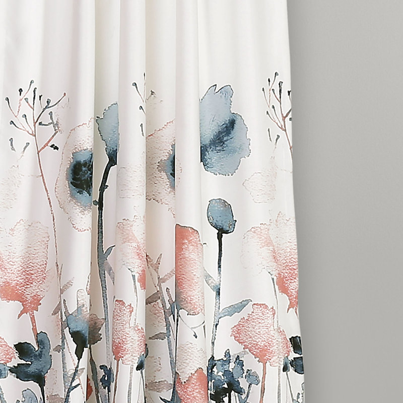 Room Darkening Curtain Pair, Blue/Coral, 132cm W x 241cm L