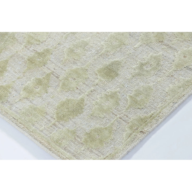 Block Print Handmade Silk and Wool Area Rug