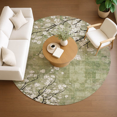 Machine Washable Indoor/Outdoor Brenden ACN2248 Floral Rug