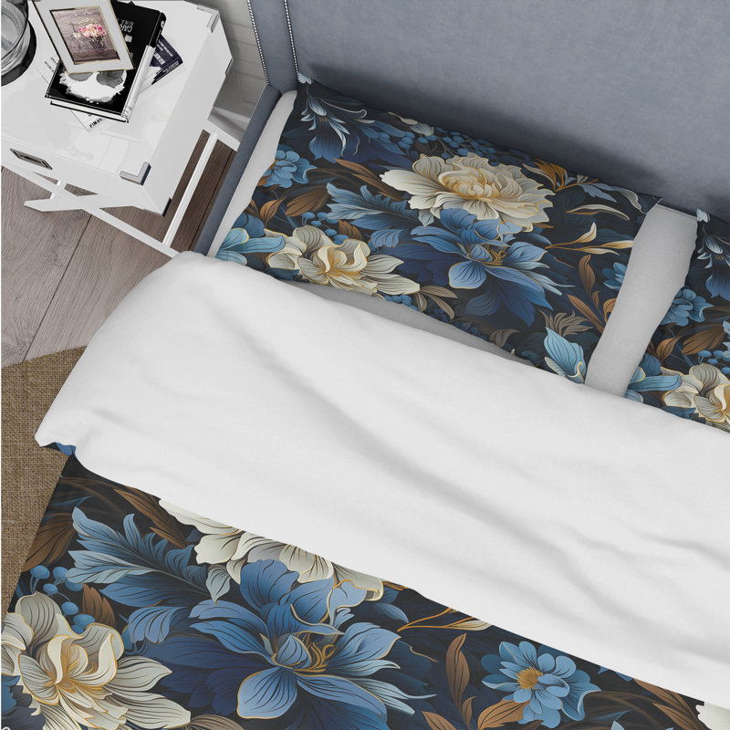 Ensemble de housse de couette Deep Daisy Flower I, Housse de couette pour grand lit et 2 taies décor
