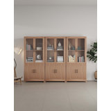 Cabbar Bookcase with Adjustable Shelves and Tempered Glass Doors (Set of 3)