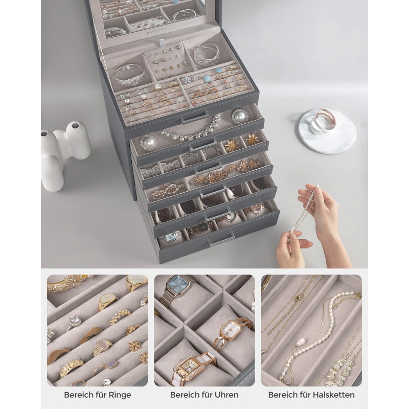 Wood Jewellery Box +, Grey