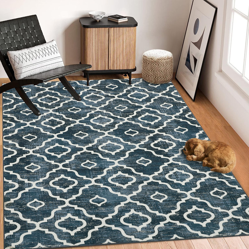 Tapis marocain d'intérieur moderne à motif géométrique lavable à la machine, Rectangle 9 pi x 12 pi
