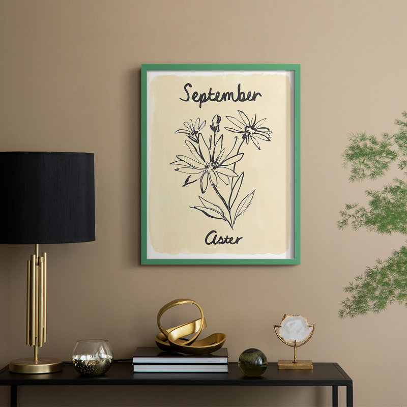 Reproduction encadrée mois de naissance - bois massif, H 30 po x l 24 po, Vert