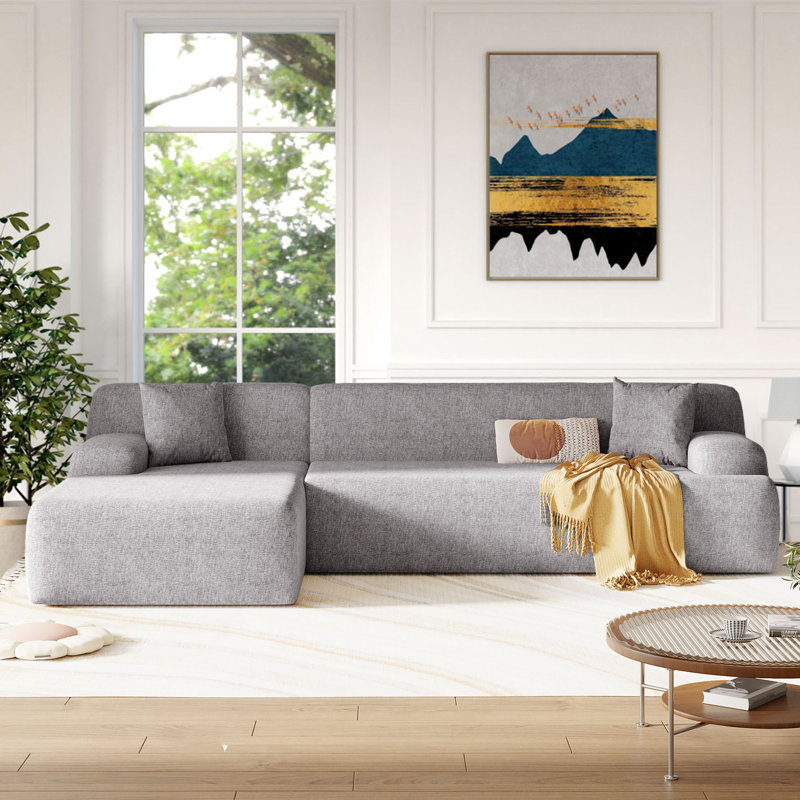 Canapé modulaire rembourré 2 pièces Kayari, Chenille gris / 100 % polyester