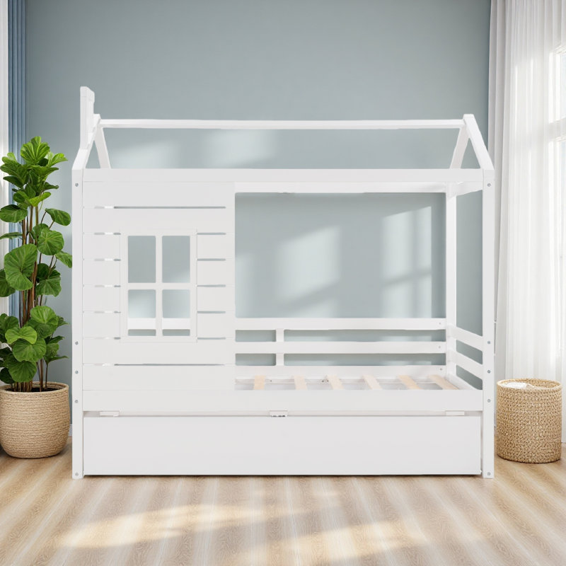 Lit simple en bois avec lit gigogne simple