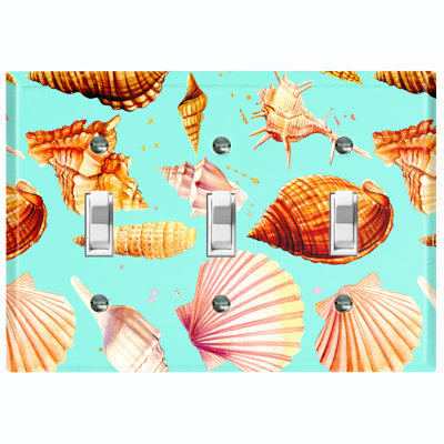 Plaque murale à 3 interrupteurs à bascule assortis Sea Shells