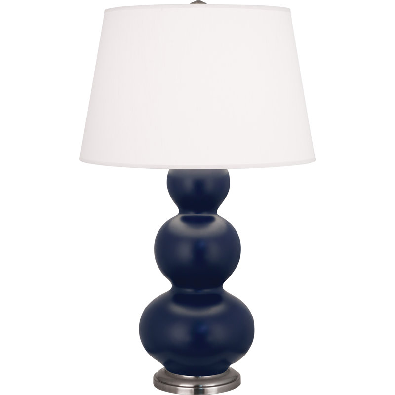 Lampe de table triple gourde, Argent antique, Bleu minuit mat