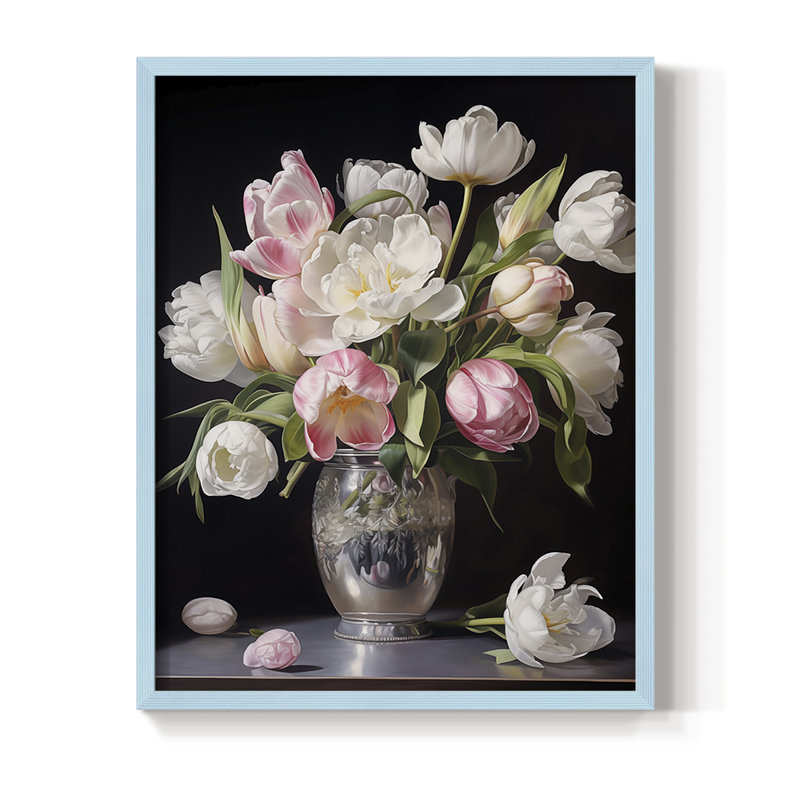 Impression encadrée FLORAL Series DCCVV - bois massif, H 21 po x l 17 po, Bleu