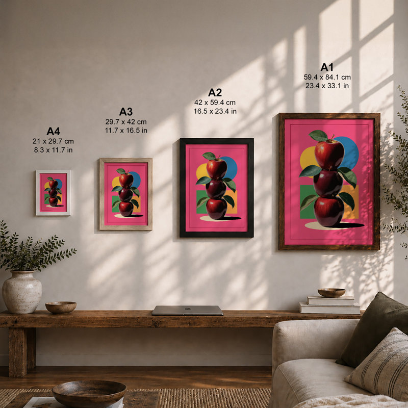 Stacked Red Apples Modern - Framed Print, Unframed, A1 - 84.1 x 59.4 cm