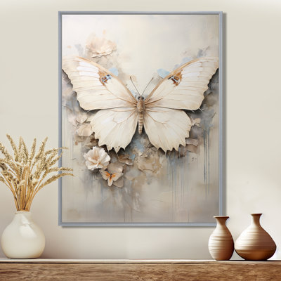 Minimalisme, papillon beige - art mural papillon