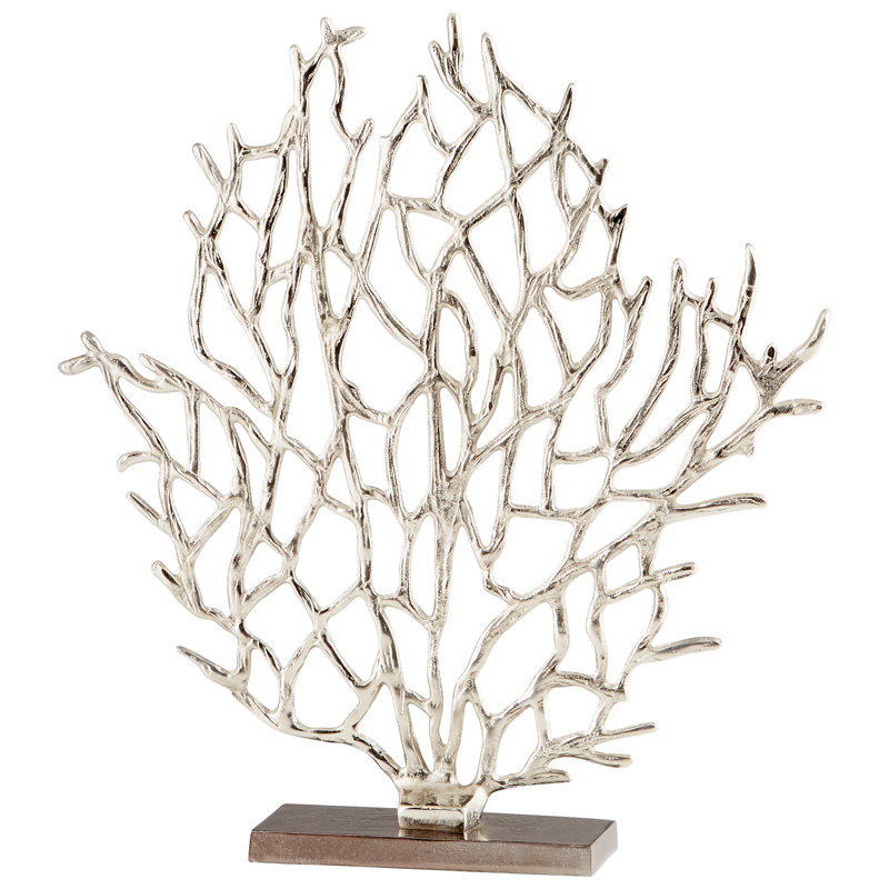 Contemporary Silver Nickel Coral-Inspired Sculpture, 17 Inch