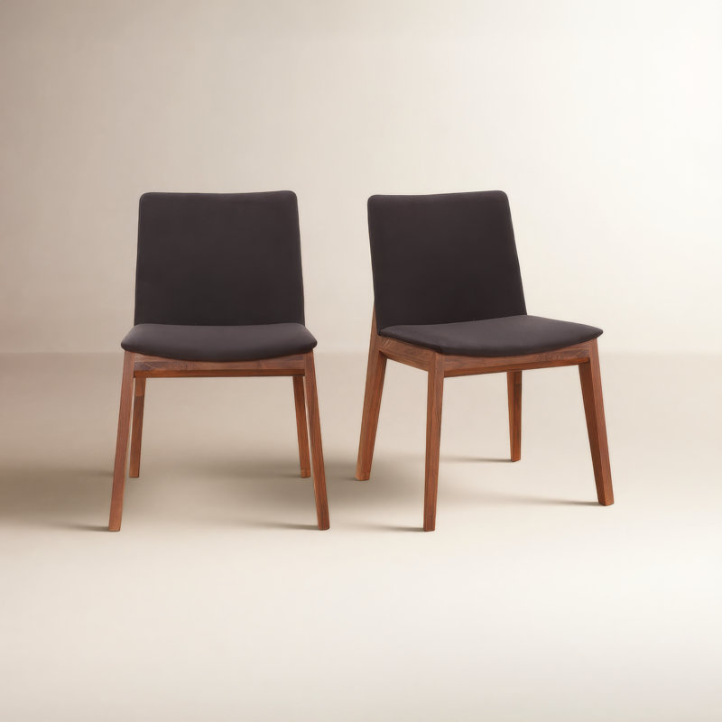 Side Chair in Grey, Black Canvas, Brown