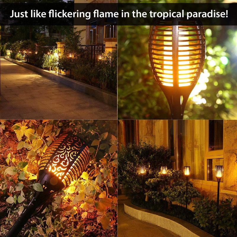 WBM Smart Solar Lights, Waterproof Flickering Flame LED Solar Night Light