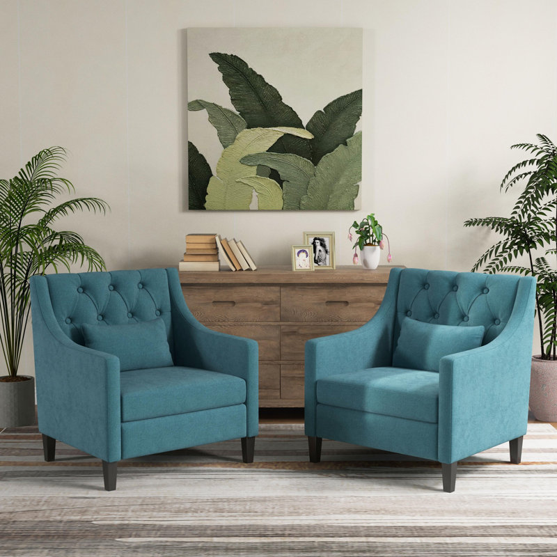 Aselemo Upholstered Armchair, Dark Teal Polyester