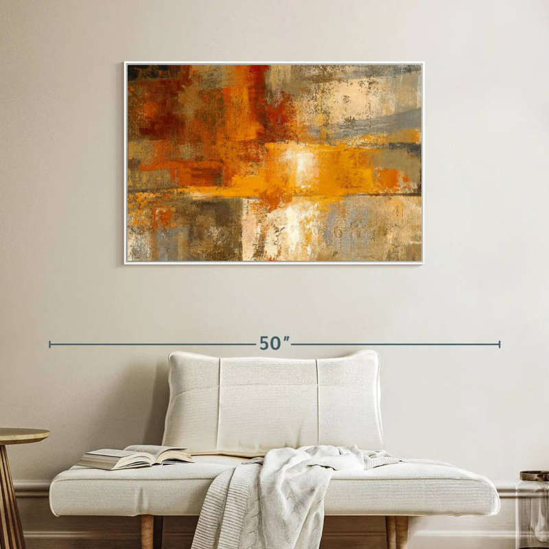 Argent et ambre, Cadre flottant blanc, 40 po x 27 po