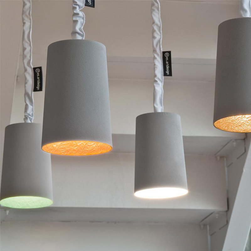 Paint 1 - Light White Bell Pendant, Grey/Orange