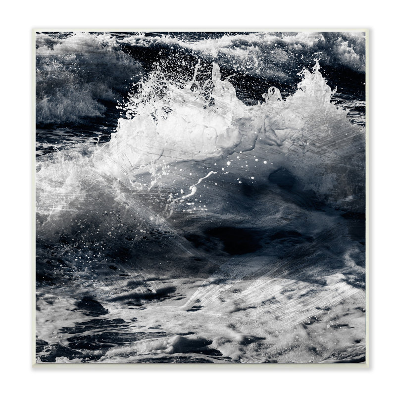 « blue ocean wave surface vieilli », impression, H 12 po x l 12 po x P 0,5 po, Plaque murale