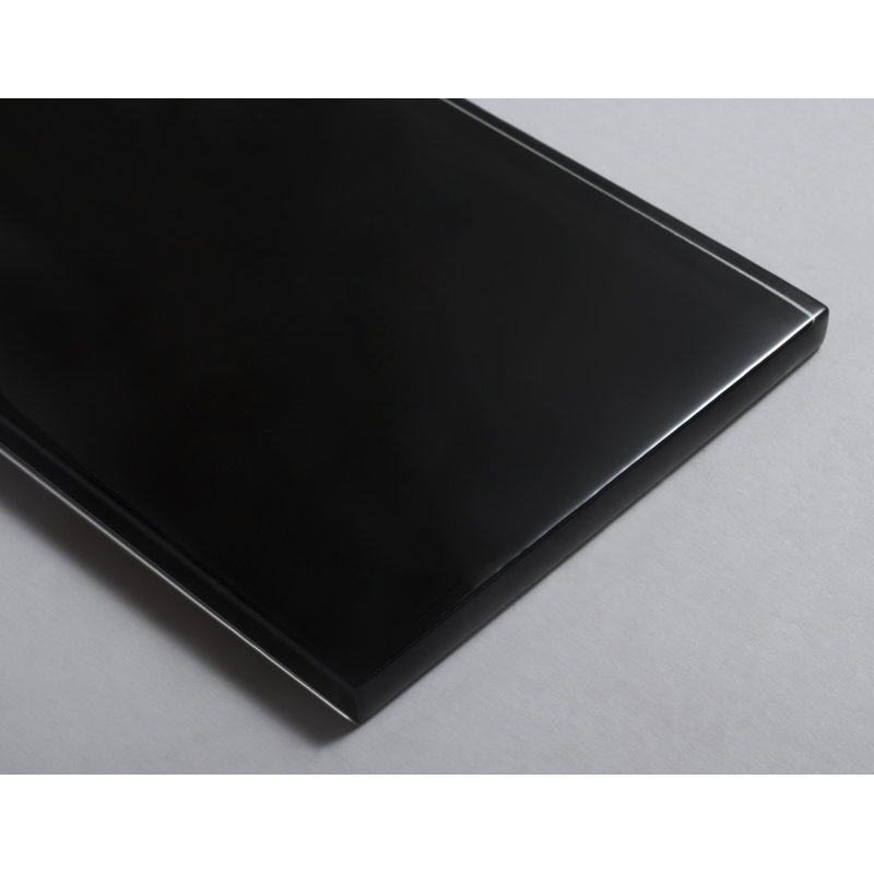 Premium 4" x 12" Glass Subway Tile, Black