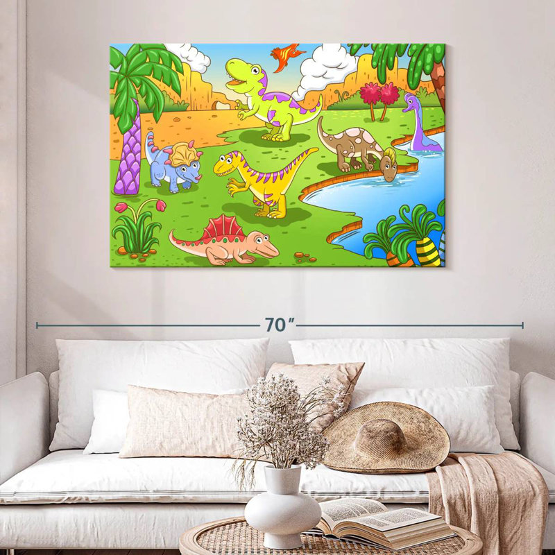 Ashelle, île des dinosaures, H 32 po x l 48 po