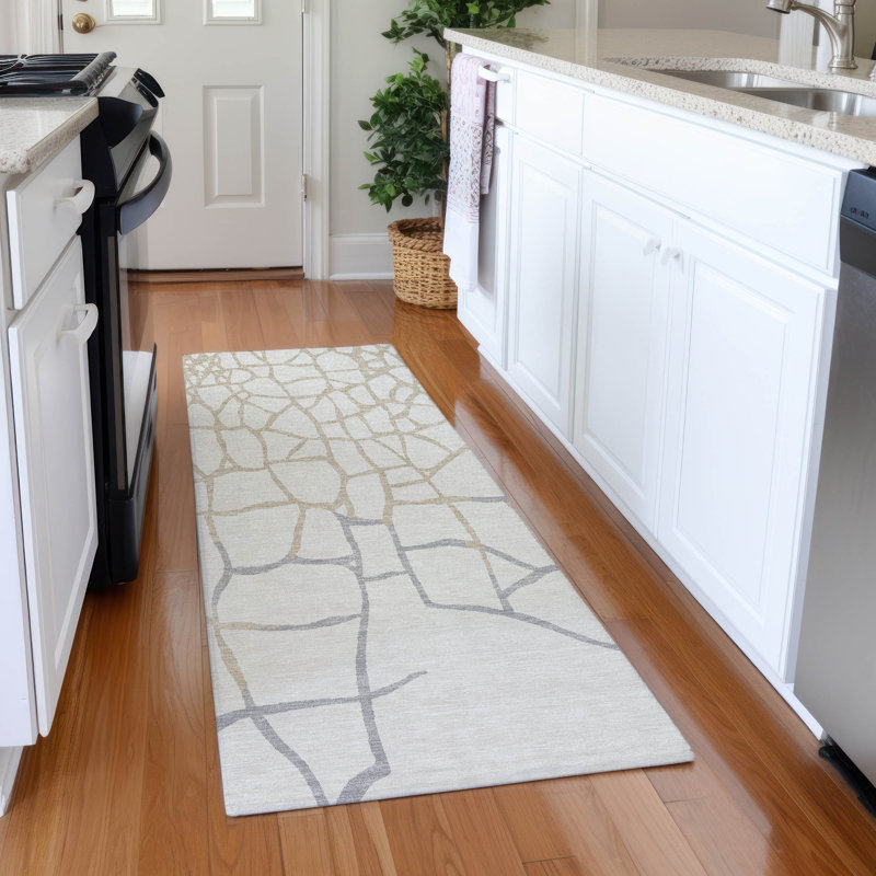 Premium Machine Washable Cossette AMF1049 Squares Rug, Tapis de couloir 2 pi 3 po x 7 pi 6 po