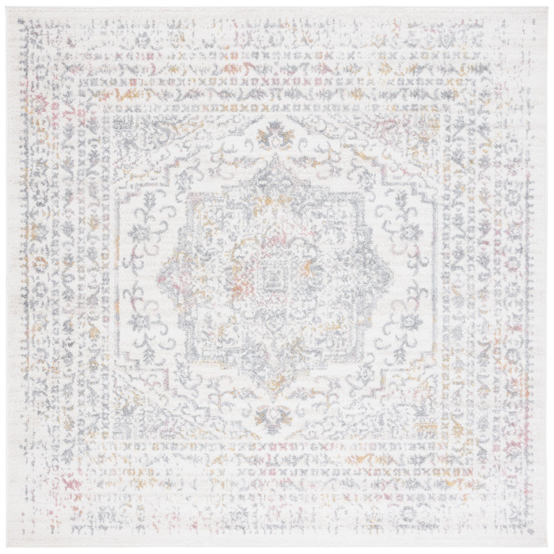 Lowrey Oriental Machine Woven Jute/Polypropylene/Latex Area Rug in Gray, Square 6'7"