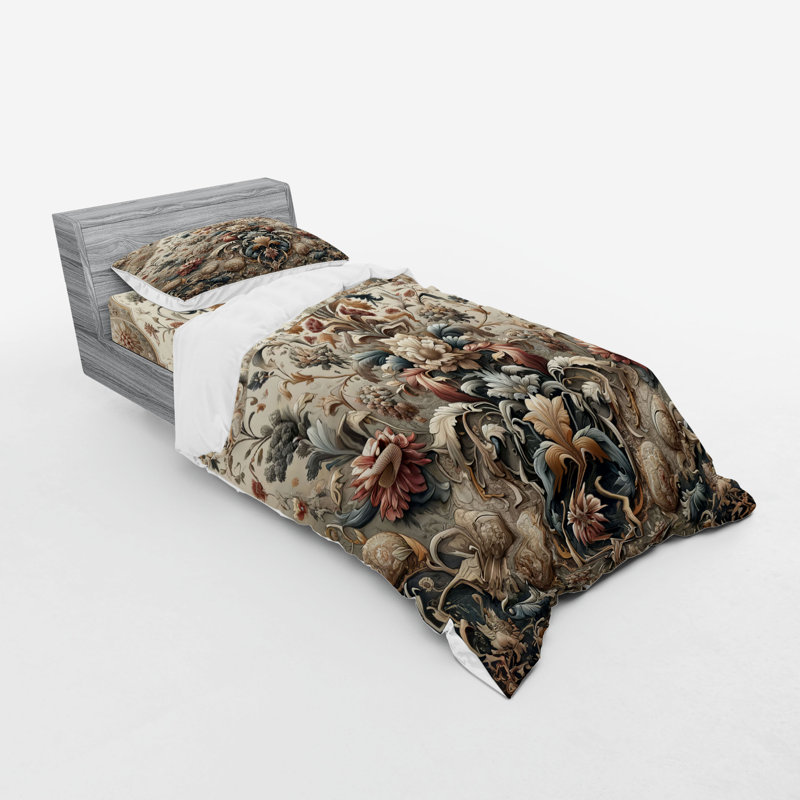 Polyester Floral Duvet Cover, Twin Duvet Cover + 2 Additional Pieces