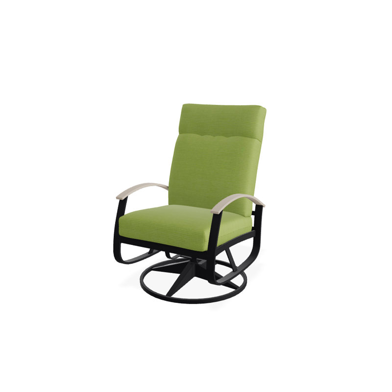 Belle Isle Outdoor Swivel Lounge Chair, Textured Black, Cabana Classic Black Stripe Sunbrella®, Desert P60