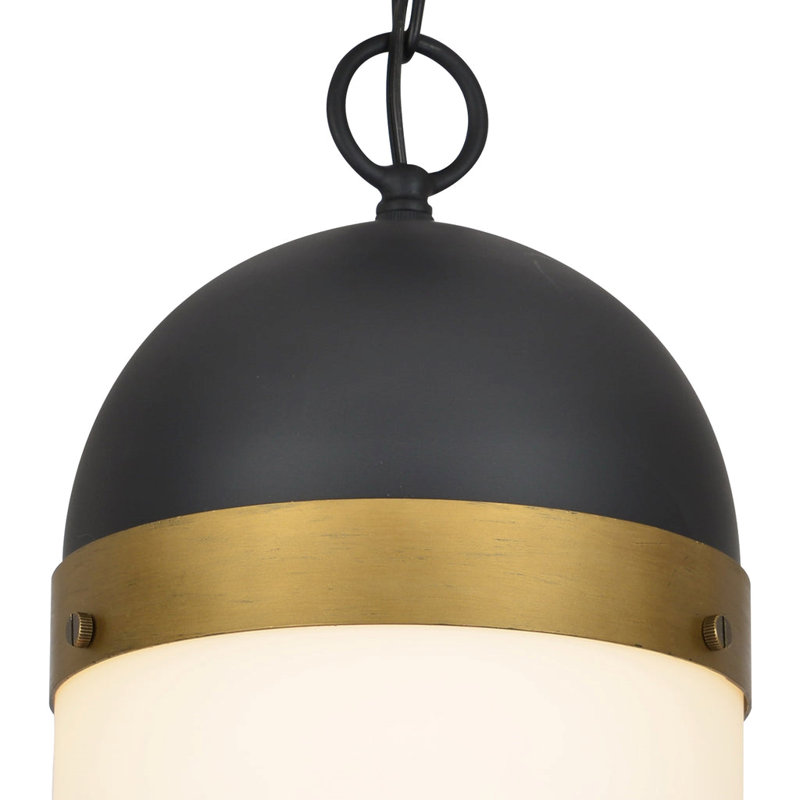 Luminaire suspendu d'extérieur noir mat à 1 ampoule Capsule, H 13,25 po x l 8 po x P 7,25 po