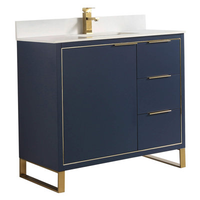 Meuble-lavabo sur pied simple 36 po avec plateau en pierre Geselle