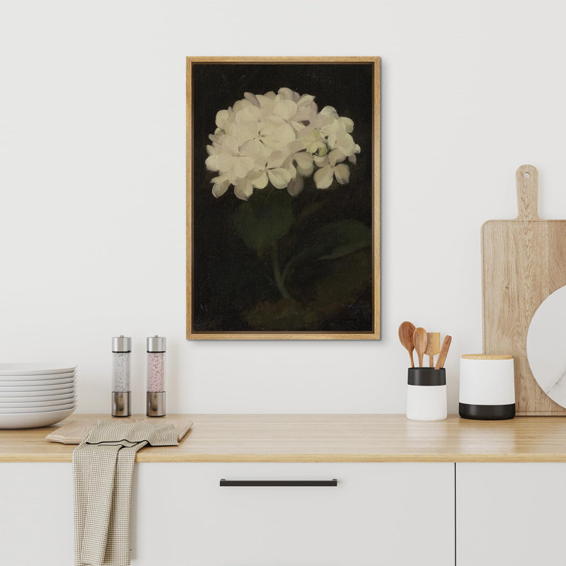Flower Blossom «White Hydrangea Floral Bouquet Classic» sur, Cadre flottant naturel, H 24 po x l 16 po