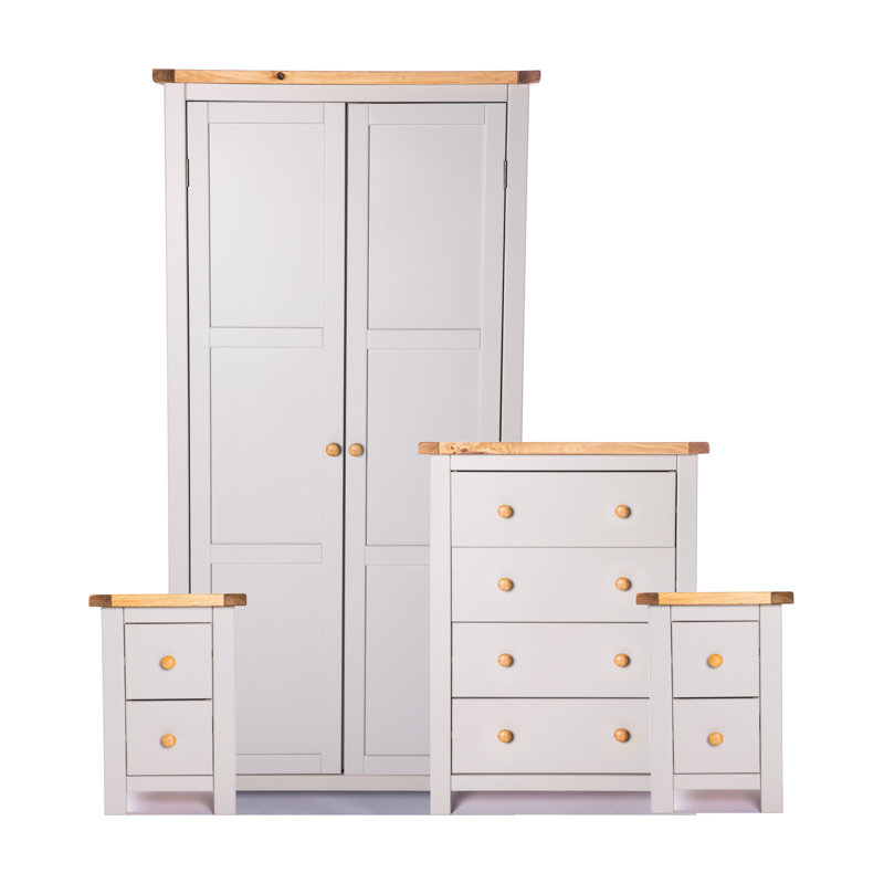 Hawkinge Piece Bedroom Set, 4 Pieces: 2 Nightstand,Chest,Wardrobe