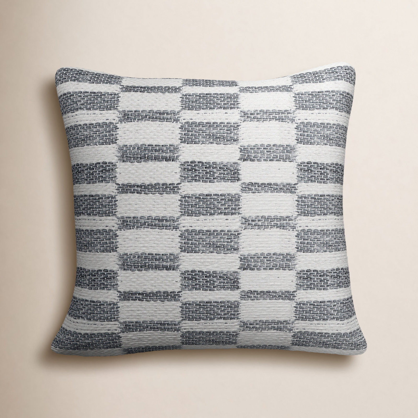 Salah Cotton Throw Pillow, Gray/White, Down fill