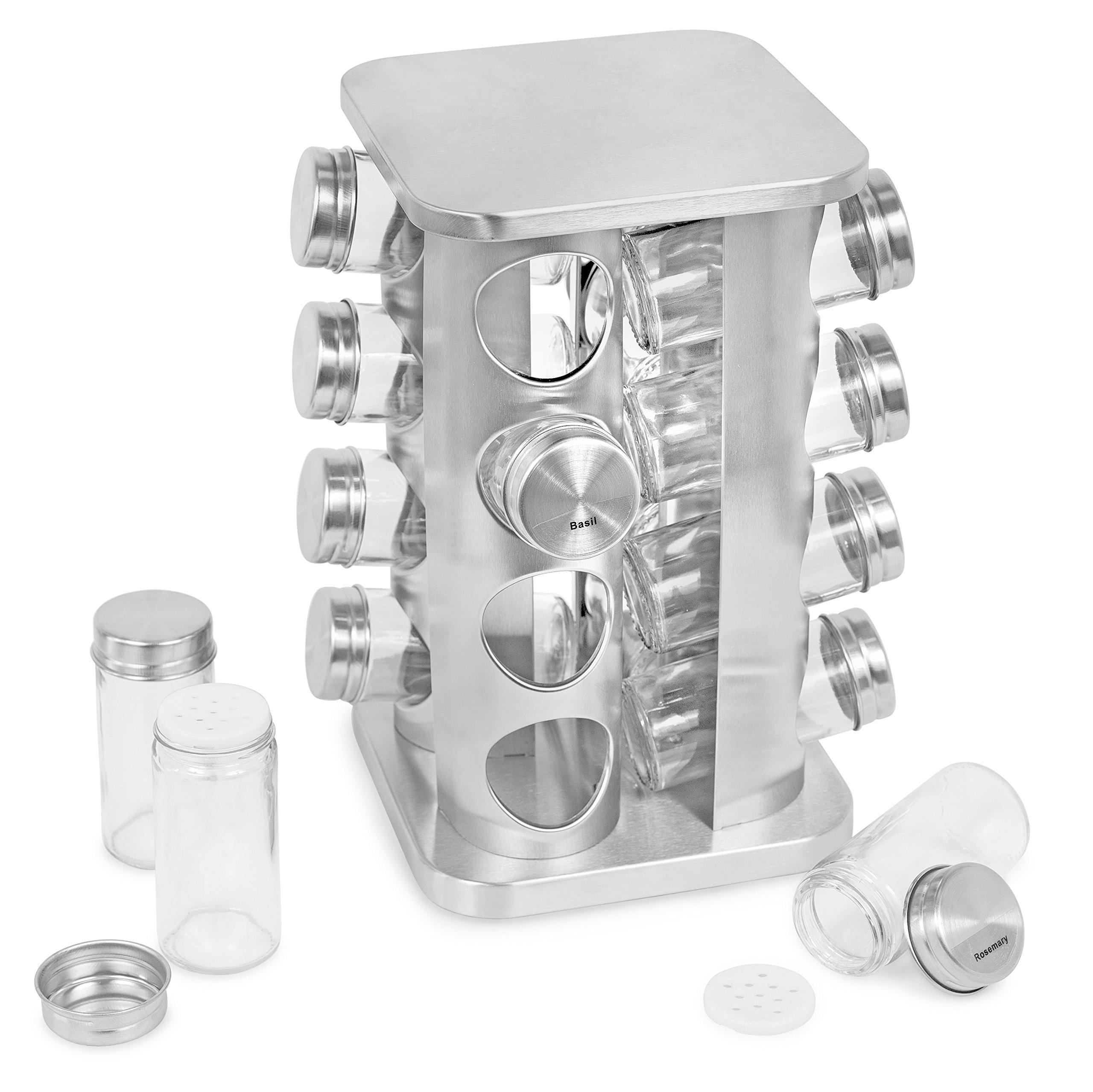 Orren Ellis Rotating Spice Rack - Modern Stainless Steel Rotating Tower ...