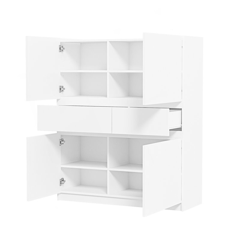 Armoire de rangement avec 4 portes et 2 tiroirs, armoire d'appoint