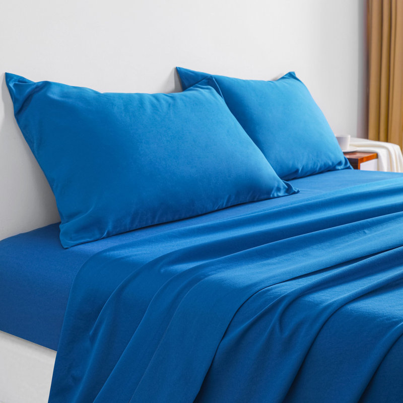 4PC 1800 Series Soft Microfiber Sheet Set, Royal Blue, Full Sheet Set with 2 Pillowcases