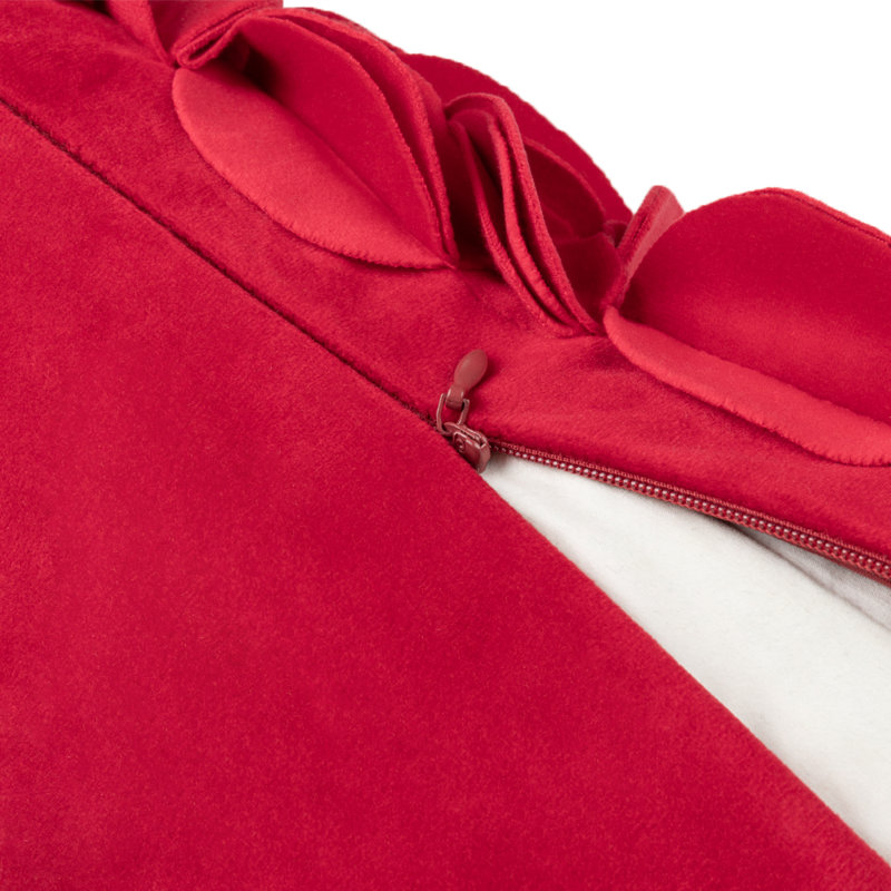 Housse de coussin brodée, Rectangle H 12 po x l 20 po, Rouge - velours