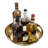 14" Round Gold Decorative Table Tray – Brass Tone Hammered Aluminum Centerpiece Dish with Handles