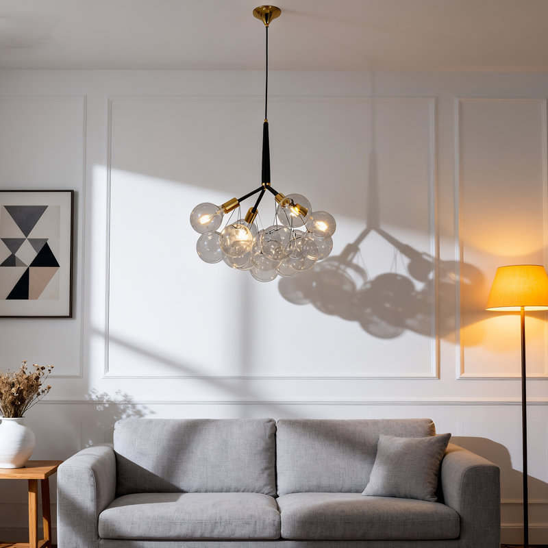 Modern 4-Light Bubble Globe Chandelier