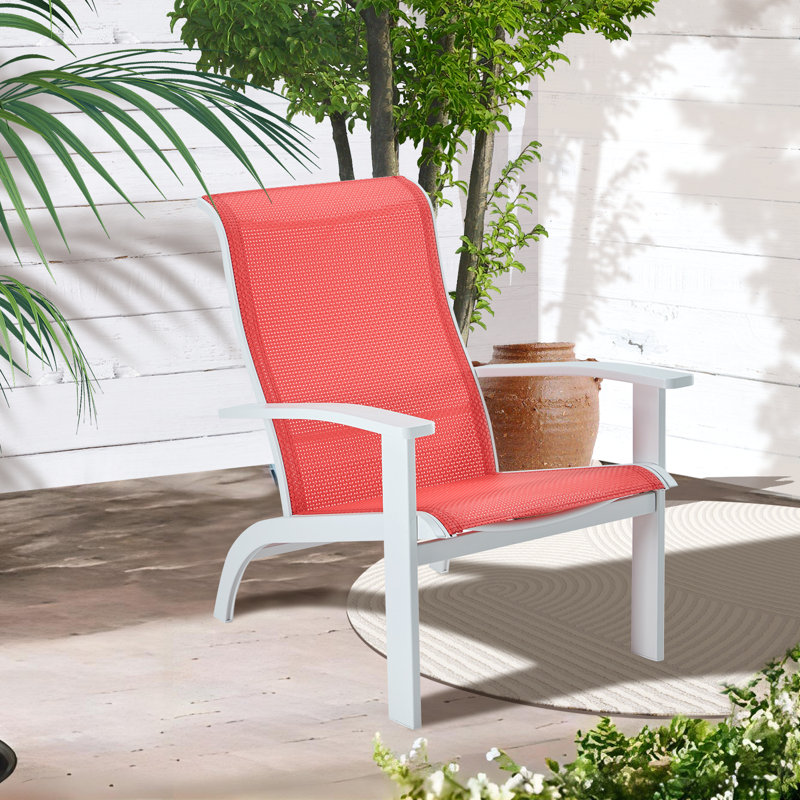 Eillet Outdoor Adirondack Chair, White, Red