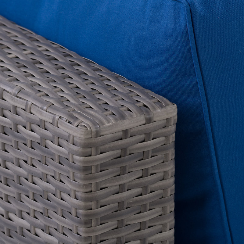 Chaise de coin avec coussins Floris, Cadre gris mélangé/coussin Oxford bleu Oxford