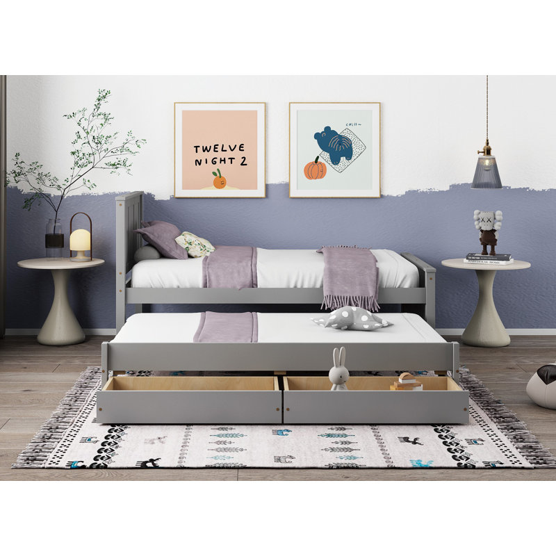 Lit simple avec rangement, Gris