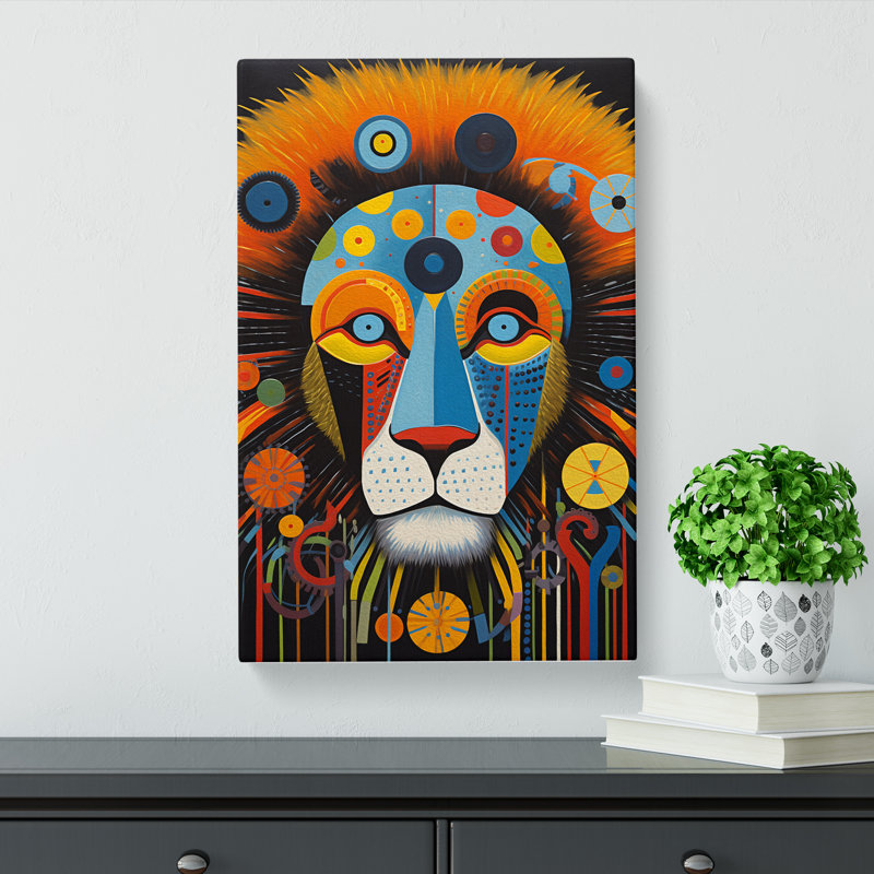 Lion Constructivism Art No.2 - Wrapped Canvas, 50cm H x 35cm W x 3cm D