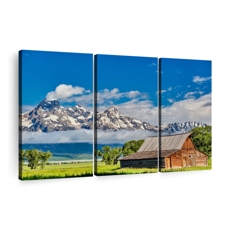 «Grand Teton Mormon Barn» sur toile, H 42 po x l 65 po x P 1,25 po